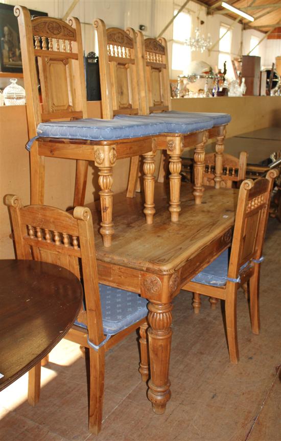 Pine table and 6 chairs